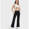 Womens Clothing Outdoor Jogging Yoga Sport Gym Workout Wide-Leg Women's Pants Sportswear High Waist Tights Bell-Bottoms Leggings 5
